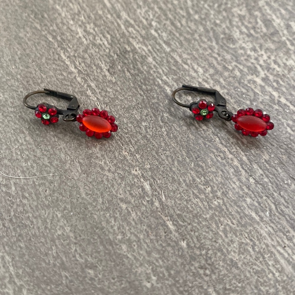 Vintage glass red earrings